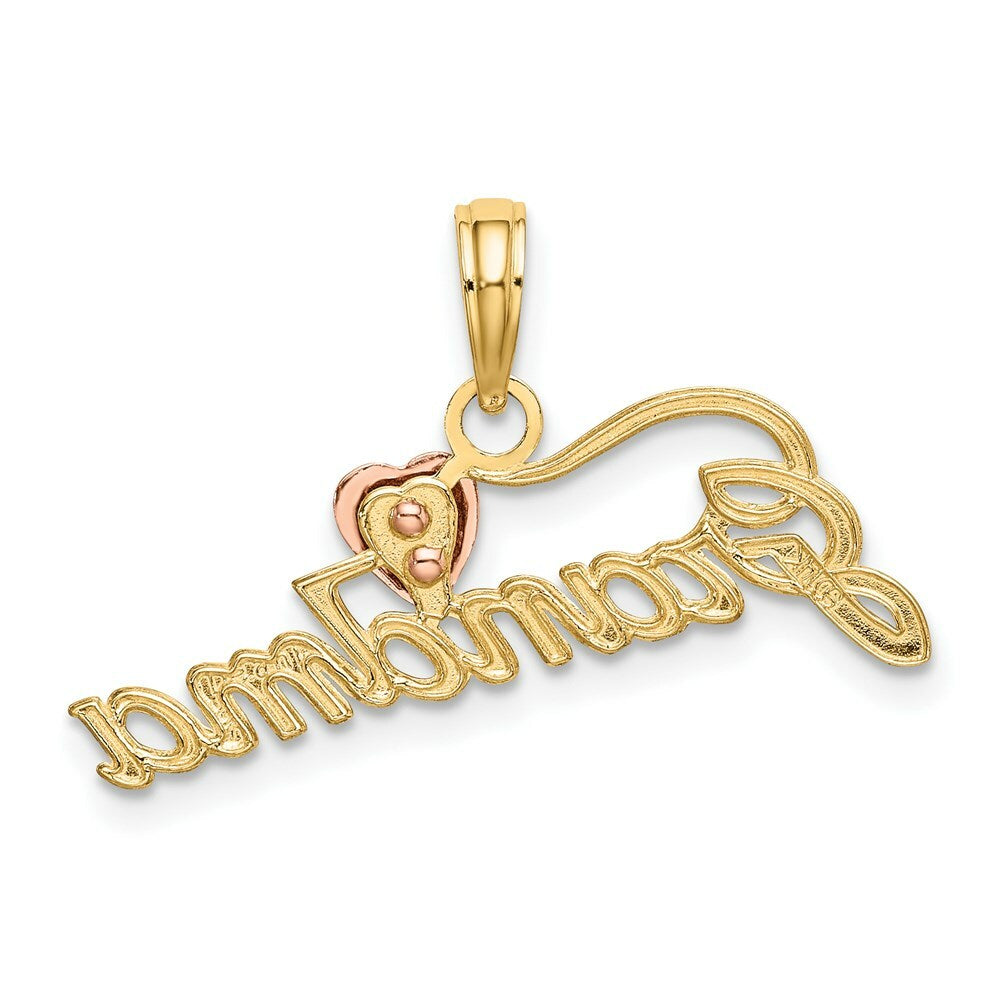 14K Two-Tone Gold Grandma With Heart Charm Pendant