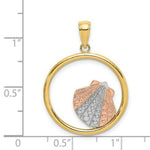 Load image into Gallery viewer, 14K Tri-Color Gold Scallop Shell In Round Frame Charm Pendant

