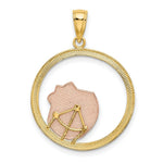 Load image into Gallery viewer, 14K Tri-Color Gold Scallop Shell In Round Frame Charm Pendant
