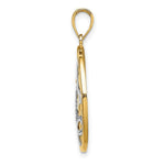Load image into Gallery viewer, 14k Yellow Gold and White Rhodium Sun, Sailboat, Water with Seagulls In Round Frame Charm Pendant

