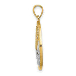 Load image into Gallery viewer, 14k Yellow Gold and White Rhodium Sun, Hearts with Water In Round Frame Charm Pendant
