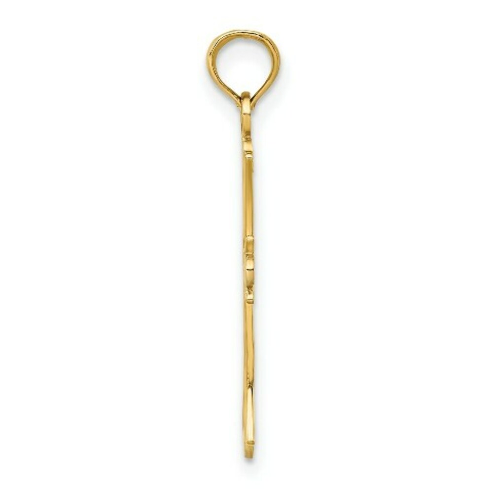 14K Yellow Gold with White Rhodium Textured Cross Charm Pendant