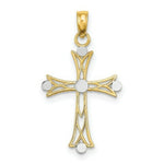 Load image into Gallery viewer, 14K Yellow Gold with White Rhodium Textured Cross Charm Pendant
