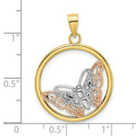 Load image into Gallery viewer, 14K Tri-Color Gold Butterfly In Round Frame Charm Pendant
