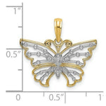 Load image into Gallery viewer, 14K Yellow Gold with White Rhodium-Plated Diamond-cut Butterfly Charm Pendant

