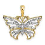 Load image into Gallery viewer, 14K Yellow Gold with White Rhodium-Plated Diamond-cut Butterfly Charm Pendant

