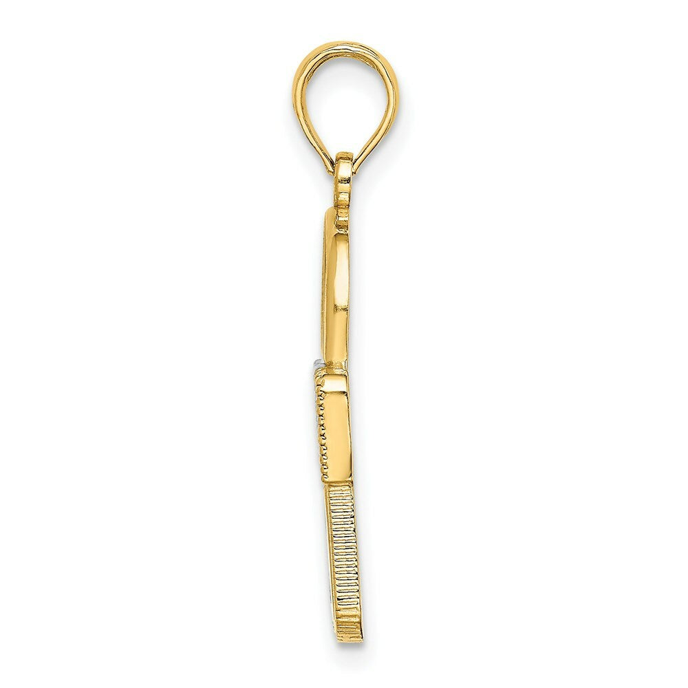 14K Yellow Gold with White Rhodium Lock Charm Pendant
