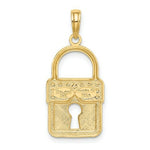 Load image into Gallery viewer, 14K Yellow Gold with White Rhodium Lock Charm Pendant
