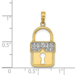 Load image into Gallery viewer, 14K Yellow Gold with White Rhodium Lock Charm Pendant
