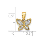 Load image into Gallery viewer, 14K Yellow Gold with White Rhodium-Plated Mini Diamond-cut Butterfly Charm Pendant
