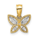 Load image into Gallery viewer, 14K Yellow Gold with White Rhodium-Plated Mini Diamond-cut Butterfly Charm Pendant
