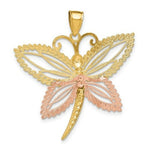 Load image into Gallery viewer, 14K Tri-Color Gold Dragonfly With Beaded Diamond-cut Wings Charm Pendant
