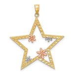 Load image into Gallery viewer, 14K Two-tone Yellow &amp; Rose Gold Star With Flowers Charm Pendant

