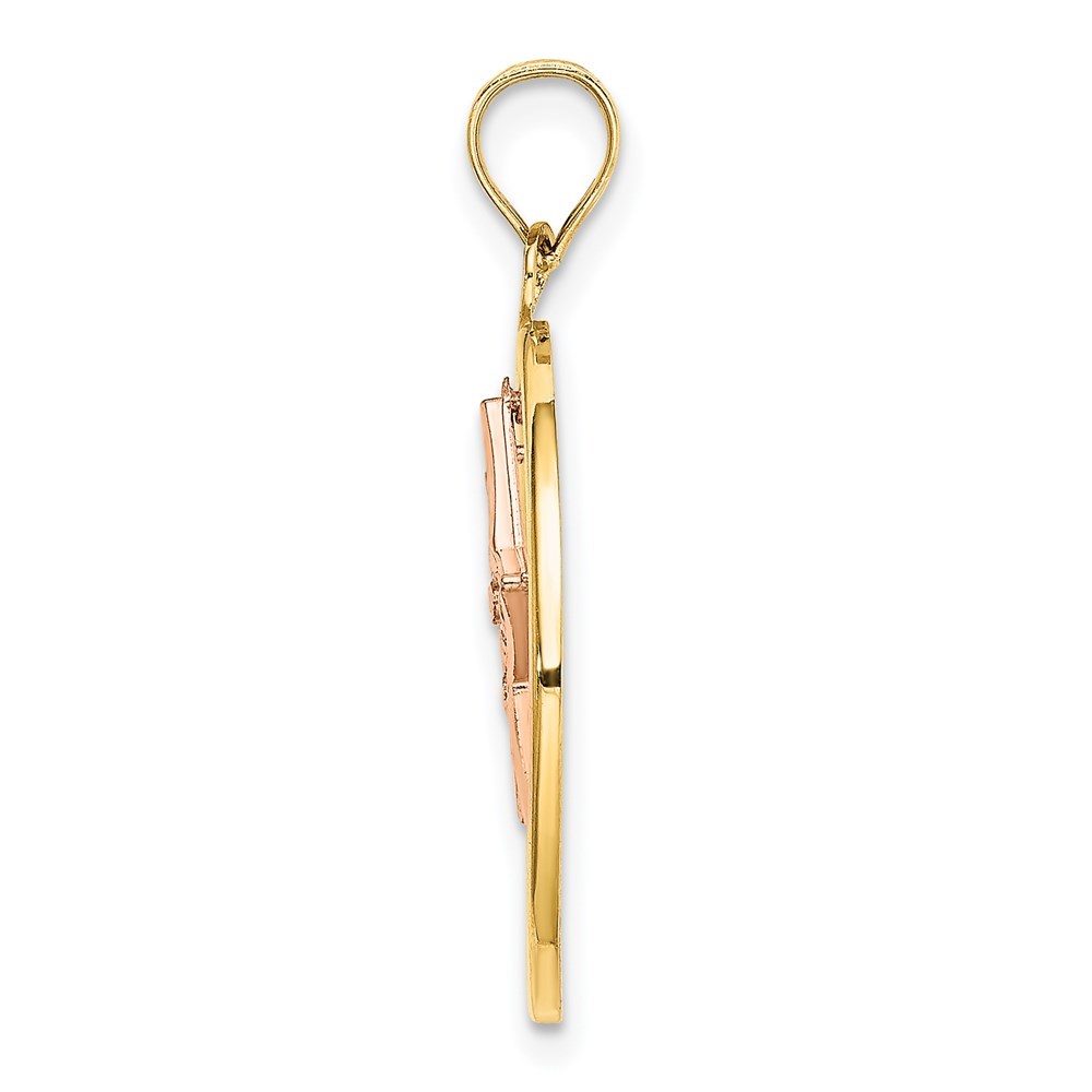 14K Two-tone Yellow & Rose Gold Star in Frame Moveable Charm Pendant