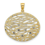 Load image into Gallery viewer, 14K Yellow Gold with White Rhodium Diamond-cut Oval Cut-Out Charm Pendant
