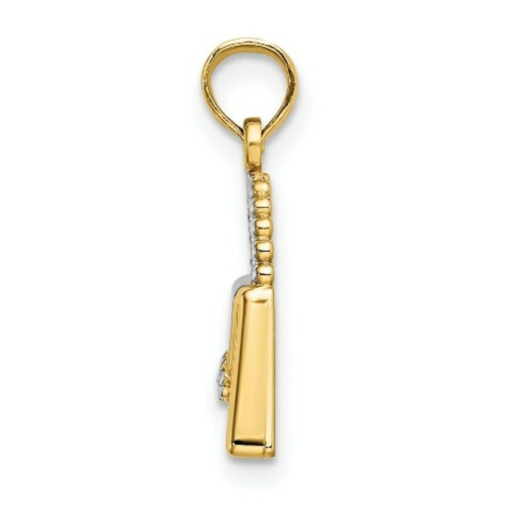 14K Yellow Gold with White Rhodium 2-D Purse Charm Pendant