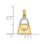 Load image into Gallery viewer, 14K Yellow Gold with White Rhodium 2-D Purse Charm Pendant

