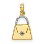 Load image into Gallery viewer, 14K Yellow Gold with White Rhodium 2-D Purse Charm Pendant
