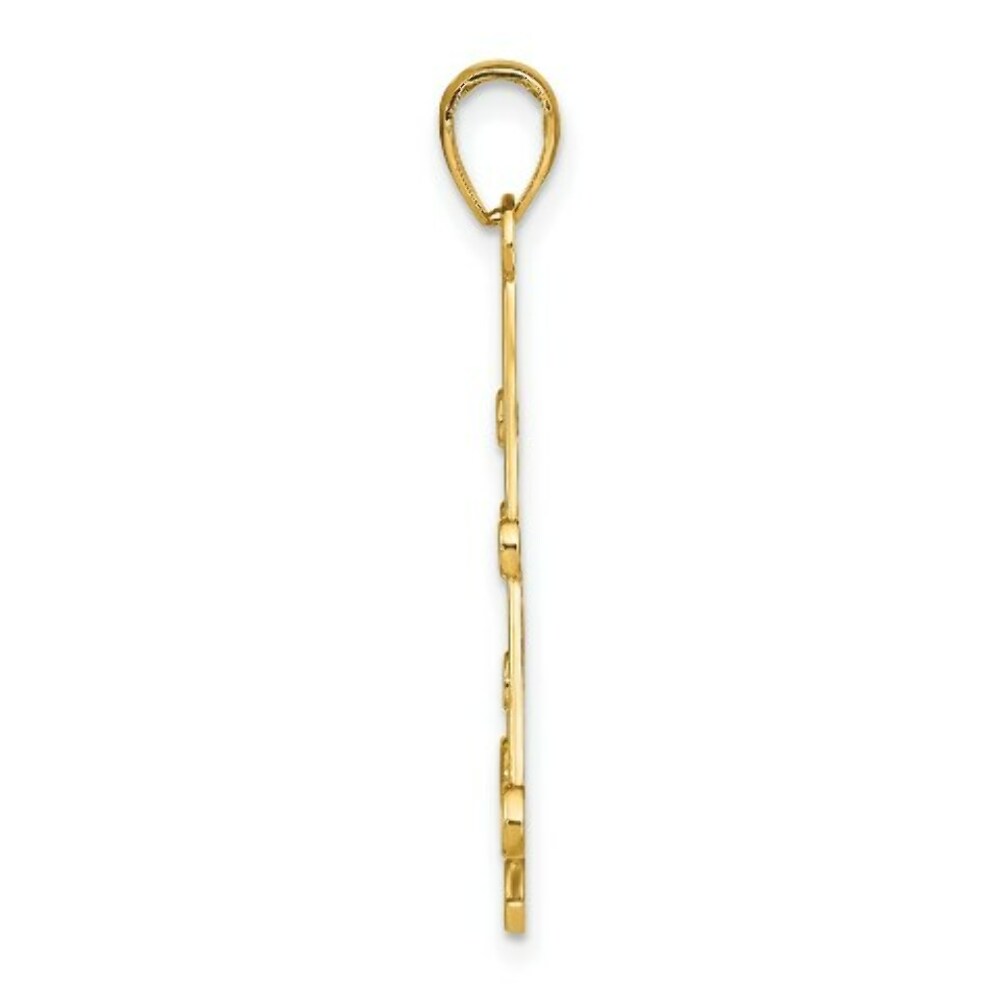 14K Yellow Gold with White Rhodium with Textured Chandellier Charm Pendant