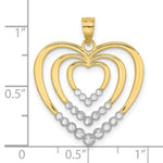 Load image into Gallery viewer, 14K Yellow Gold with White Rhodium with Diamond-cut Polished Hearts Charm Pendant
