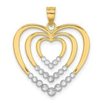 Load image into Gallery viewer, 14K Yellow Gold with White Rhodium with Diamond-cut Polished Hearts Charm Pendant

