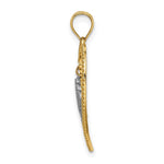 Load image into Gallery viewer, 14K Two-tone Gold Beaded Heart Dangling Crown Charm Pendant
