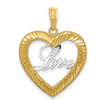 Load image into Gallery viewer, 14K Yellow Gold with White Rhodium-Plated Diamond-cut Love Heart Charm Pendant
