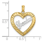 Load image into Gallery viewer, 14K Yellow Gold with White Rhodium Diamond-cut Heart Frame Grandma Charm Pendant
