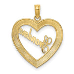 Load image into Gallery viewer, 14K Yellow Gold with White Rhodium Diamond-cut Heart Frame Grandma Charm Pendant
