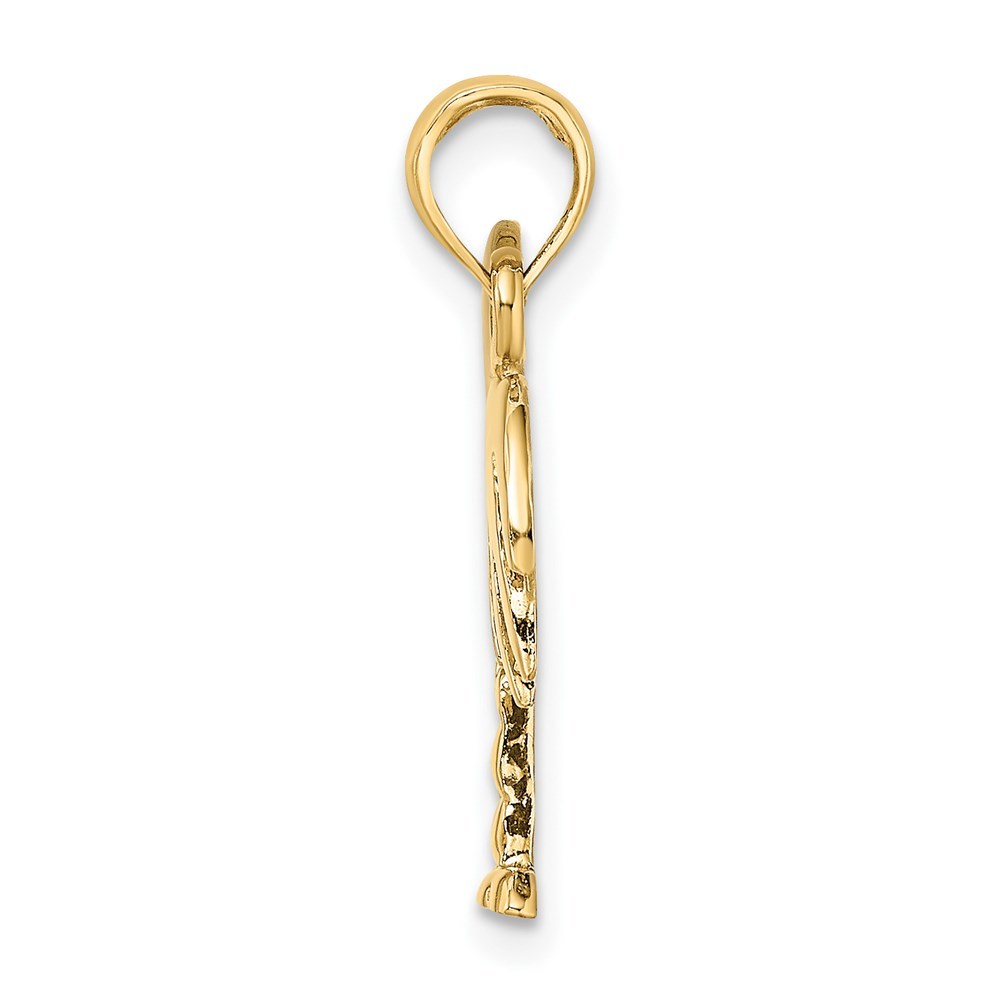 14K Yellow Gold with White Rhodium with Polished Charelston Palm Tree Charm Pendant