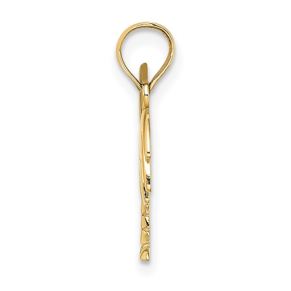 14K Yellow Gold with White Rhodium-Plated Charleston Palm Tree Charm Pendant