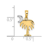 Load image into Gallery viewer, 14K Yellow Gold with White Rhodium-Plated Charleston Palm Tree Charm Pendant
