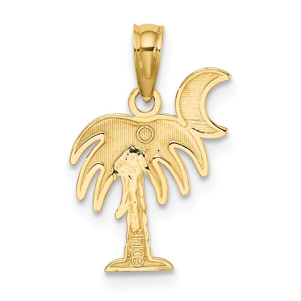 14K Yellow Gold with White Rhodium-Plated Charleston Palm Tree Charm Pendant