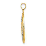 Load image into Gallery viewer, 14K Yellow Gold with White Rhodium Love With Filligree Accent Inside Oval Frame Charm Pendant
