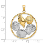 Load image into Gallery viewer, 14k Yellow Gold and White Rhodium SHELL CLUSTER In Round Frame Charm Pendant

