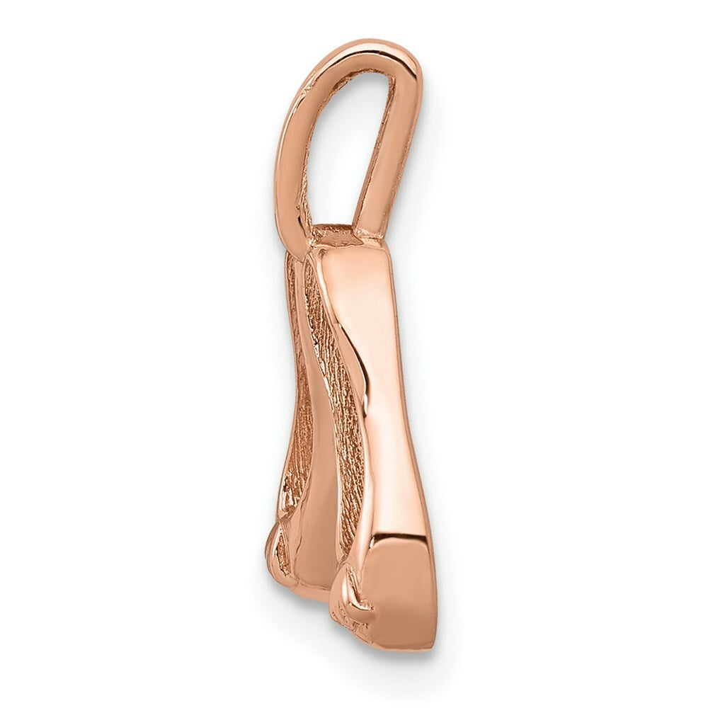 14K Rose Gold Solid Polished 3-Dimensional Ballet Slippers Charm