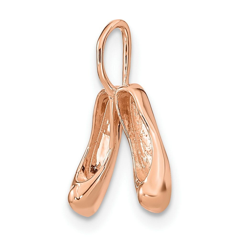 14K Rose Gold Solid Polished 3-Dimensional Ballet Slippers Charm