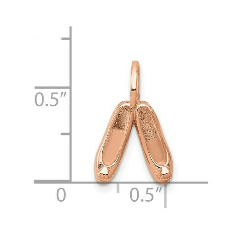 14K Rose Gold Solid Polished 3-Dimensional Ballet Slippers Charm
