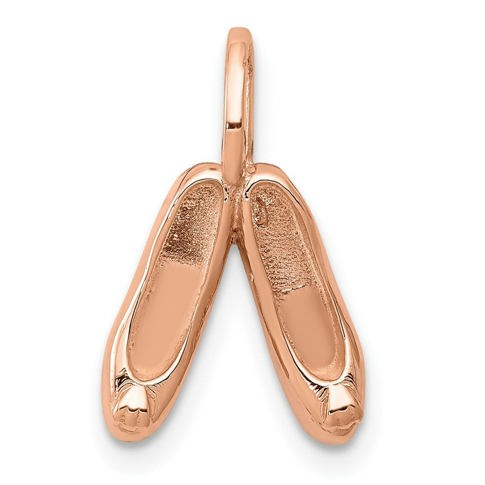 14K Rose Gold Solid Polished 3-Dimensional Ballet Slippers Charm