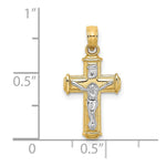 Load image into Gallery viewer, 14K Two-tone Gold Polished Block Crucifix INRI Charm Pendant

