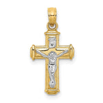 Load image into Gallery viewer, 14K Two-tone Gold Polished Block Crucifix INRI Charm Pendant
