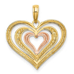 Load image into Gallery viewer, 14K Tri-Color Gold Beaded &amp; Polished Triple Hearts Charm Pendant

