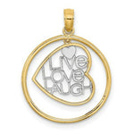 Load image into Gallery viewer, 14K Yellow Gold with White Rhodium Live Love Laugh In Heart Dangling In Round Frame Charm Pendant
