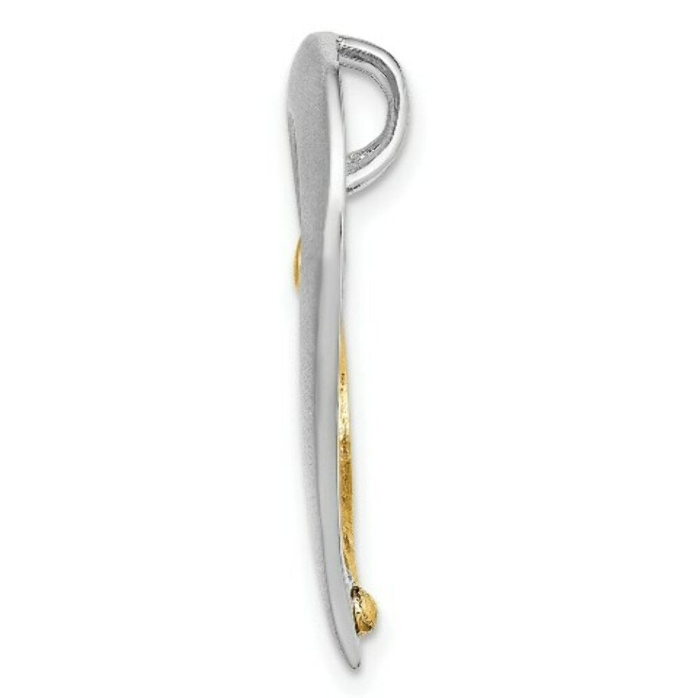 14K Two-tone Gold Textured Polished Heart Charm Pendant