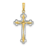 Load image into Gallery viewer, 14K Yellow Gold with White Rhodium with Diamond-cut Reversible Cross Charm Pendant

