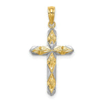 Load image into Gallery viewer, 14K Yellow Gold with White Rhodium Diamond-cut Reversible Cross Charm Pendant
