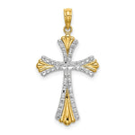 Load image into Gallery viewer, 14K Yellow Gold with White Rhodium with Diamond-cut Reversible Cross Charm Pendant
