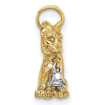 Load image into Gallery viewer, 14K Two-tone Gold 3-D Cat Dangling Bell Charm Pendant
