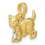 Load image into Gallery viewer, 14K Two-tone Gold 3-D Cat Dangling Bell Charm Pendant
