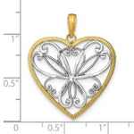 Load image into Gallery viewer, 14K Yellow Gold with White Rhodium with Filigree Heart Charm Pendant
